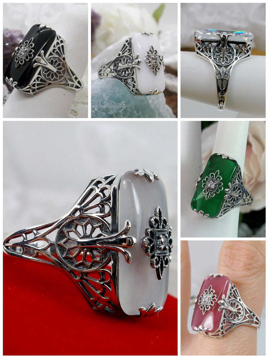 Grace Ring D233 Antique Reproduction Vintage Jewelry Silver Embrace