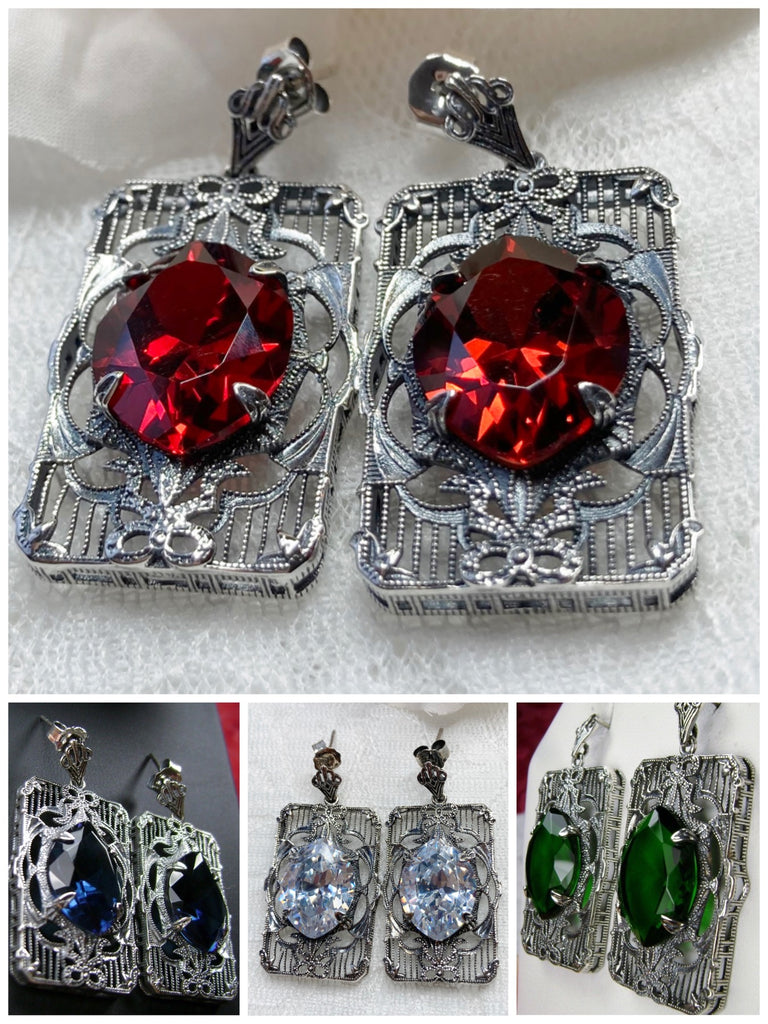  Earrings, Sterling Silver Art deco Filigree, Vintage Jewelry, Silver Embrace Jewelry, Antoinette Earrings, E24