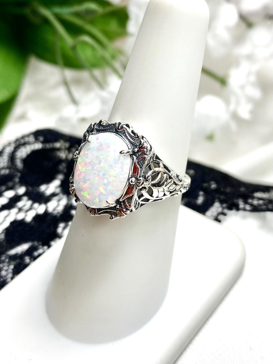 Vintage Estate Opal & Cubic Zirconia Filigree Ring In 925 Solid Sterling Silver outlets 1050