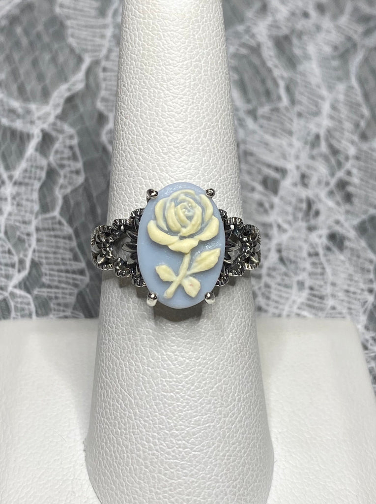  Ivory Rose Cameo Ring, Sterling Silver Filigree, Victorian Gothic Jewelry, Silver Embrace Jewelry, Ace oval D92
