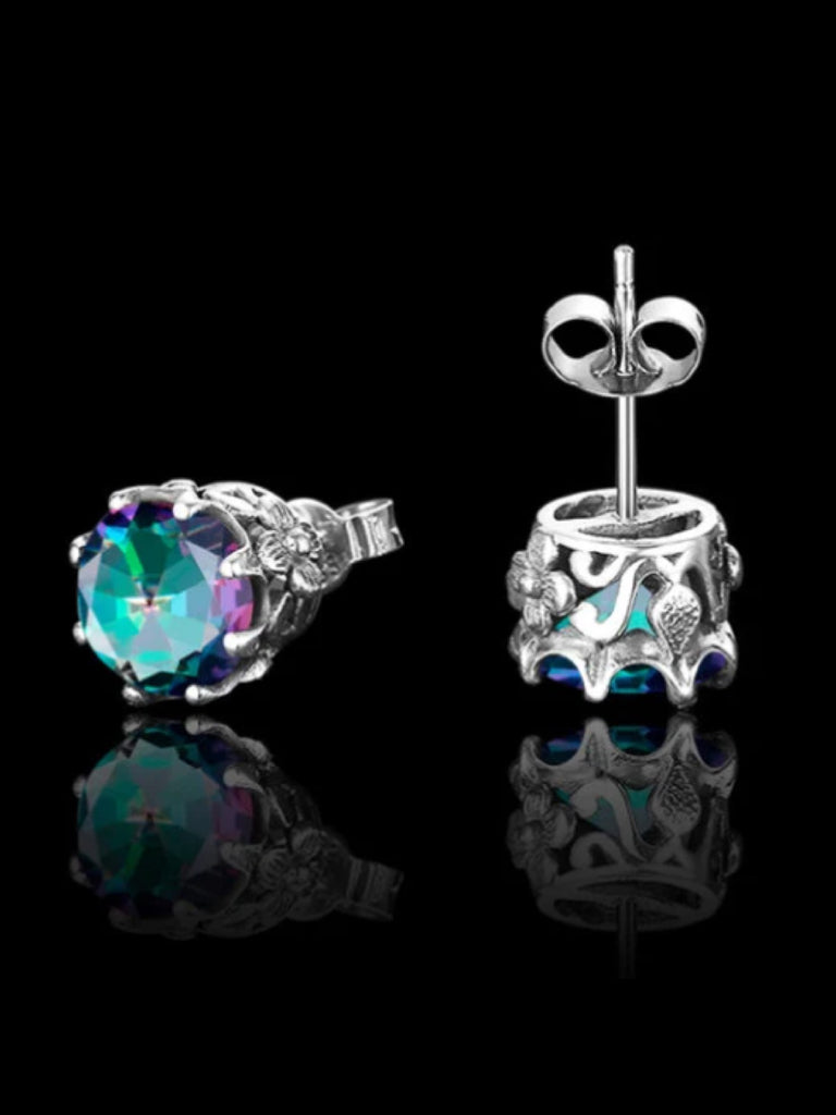 Mystic Topaz Earrings, Stud Earrings, Daisy earrings, Floral vintage style jewelry, post earrings, Sterling Silver Filigree, Silver Embrace Jewelry, E66