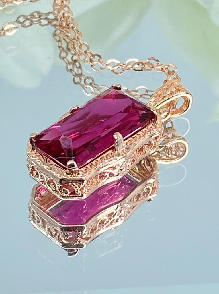 Ruby Pendant, Rose Gold plated Sterling Silver pendant necklace, Silver Embrace Jewelry, P232, D1915