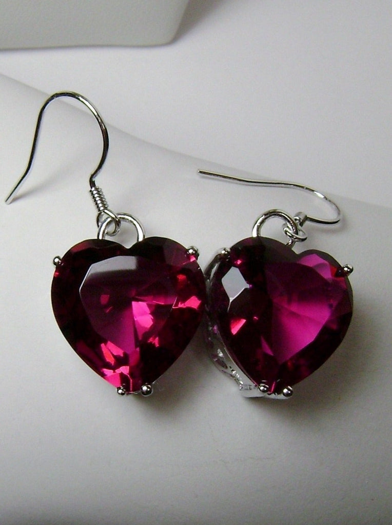 Red Ruby Earrings, Heart Earrings, Sterling Silver Filigree Jewelry, Vintage Jewelry, Silver Embrace Jewelry