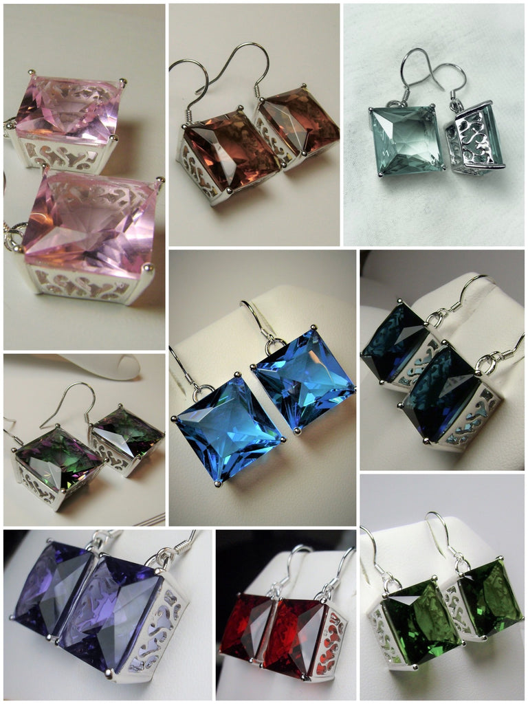 Square Earrings, Art Nouveau Sterling Silver Filigree, Vintage Style Earrings, Silver Embrace Jewelry, E45