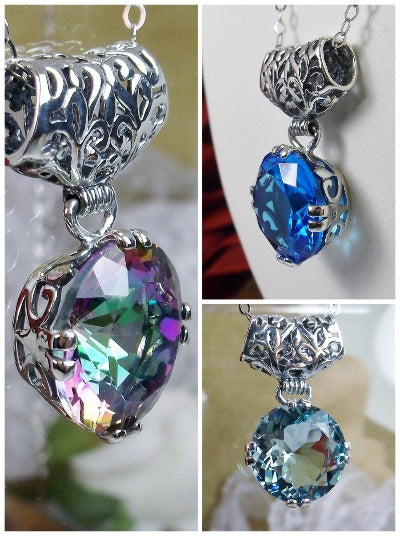 F-Pendant necklace, fleur de lis filigree, art deco fanciful filigree design, Vintage Jewelry, Silver Embrace Jewelry, P7