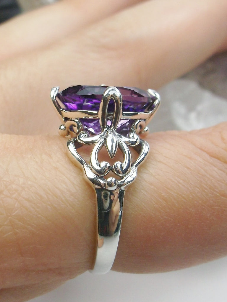 Natural Purple Amethyst Ring, Gothic Jewelry, Sterling Silver, Silver Embrace Jewelry, D111