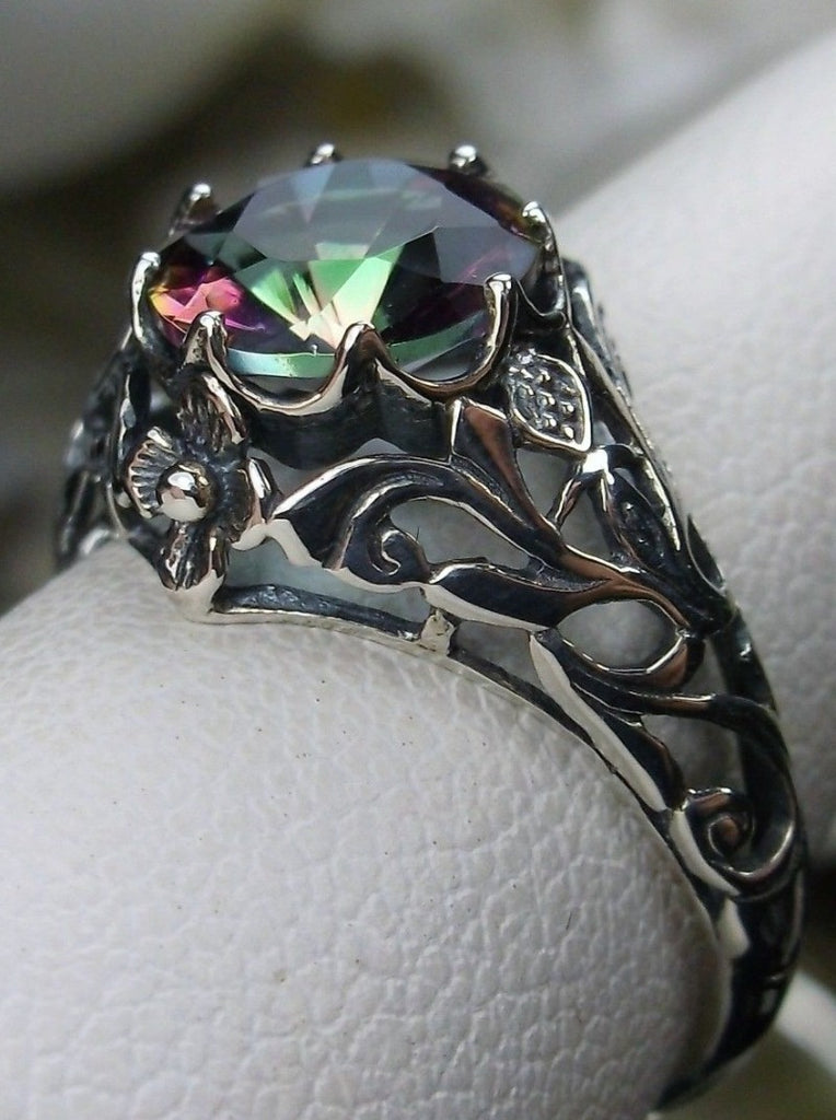 Mystic Topaz, Rainbow Topaz Ring, Daisy Ring, Sterling Silver Filigree, Vintage Jewelry, Silver Embrace Jewelry, D66