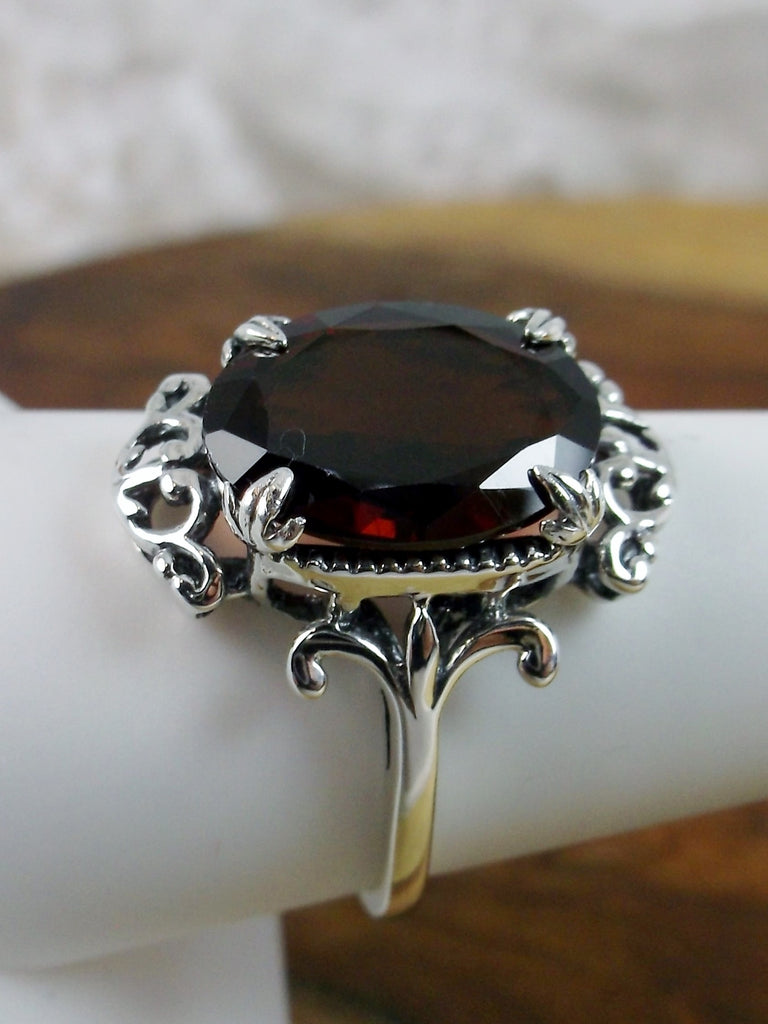 Natural Red Garnet Ring, Vampire design, Gothic Jewelry, Silver Embrace Jewelry
