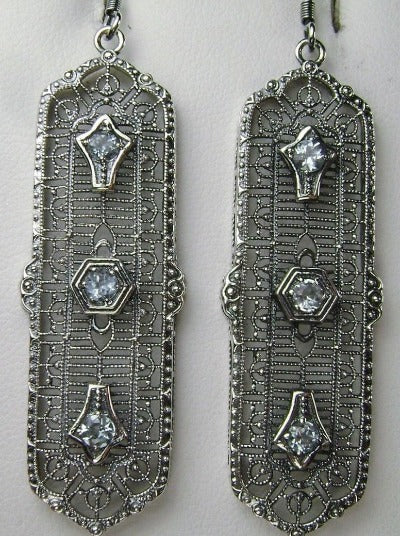 Natural Blue Topaz Earrings, 3 Kings, Sterling silver filigree, trinity gem earrings, silver Embrace Jewelry, E197