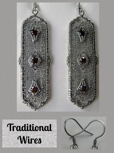 Natural Red Garnet Earrings, 3 Kings, Sterling silver filigree, trinity gem earrings, silver Embrace Jewelry, E197, Wire backs