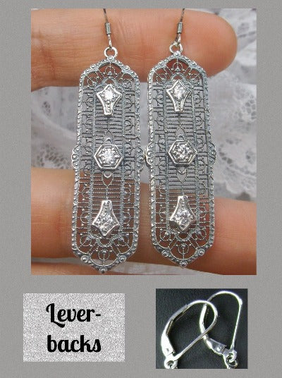 Natural White Topaz Earrings, 3 Kings, Sterling silver filigree, trinity gem earrings, silver Embrace Jewelry, E197, lever-backs