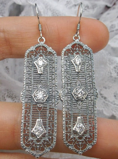 Natural White Topaz Earrings, 3 Kings, Sterling silver filigree, trinity gem earrings, silver Embrace Jewelry, E197