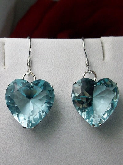 Aquamarine Earrings, Sky Blue Heart Earrings, Sterling Silver Filigree Jewelry, Vintage Jewelry, Silver Embrace Jewelry, E38