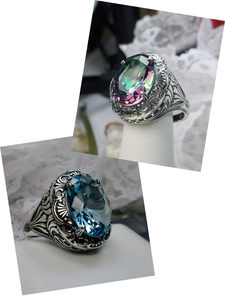 Lion Ring, Oval Gemstone, Lion Art Deco Sterling Silver Filigree, Art Deco Jewelry, Silver Embrace Jewelry, D217