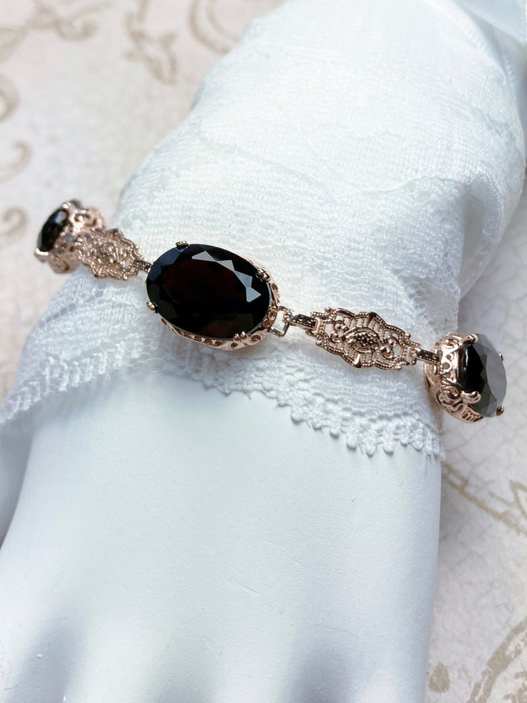 Natural Red Garnet Bracelet, Rose Gold plated Sterling Silver Jewelry, Edward Design, B70, Silver Embrace Jewelry