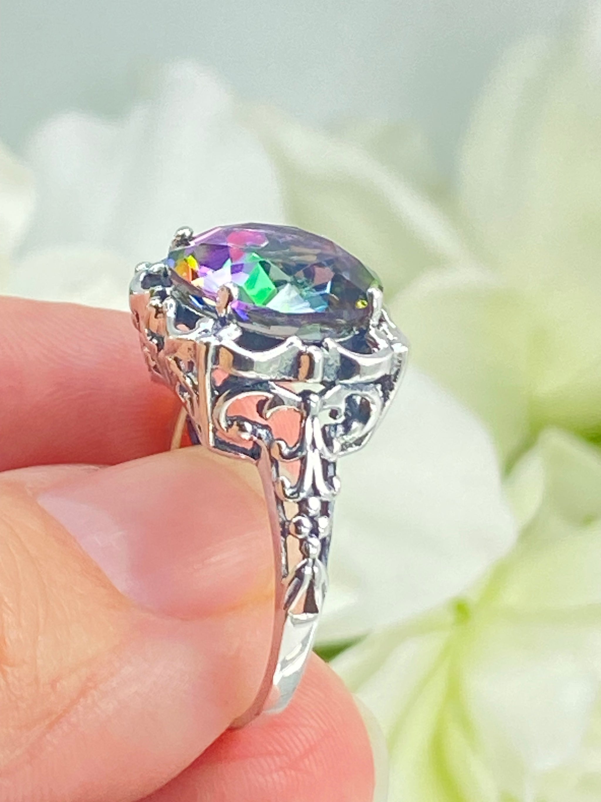 RAINBOW TOPAZ DIAMOND ENGAGEMENT RING fashion 8,9,10