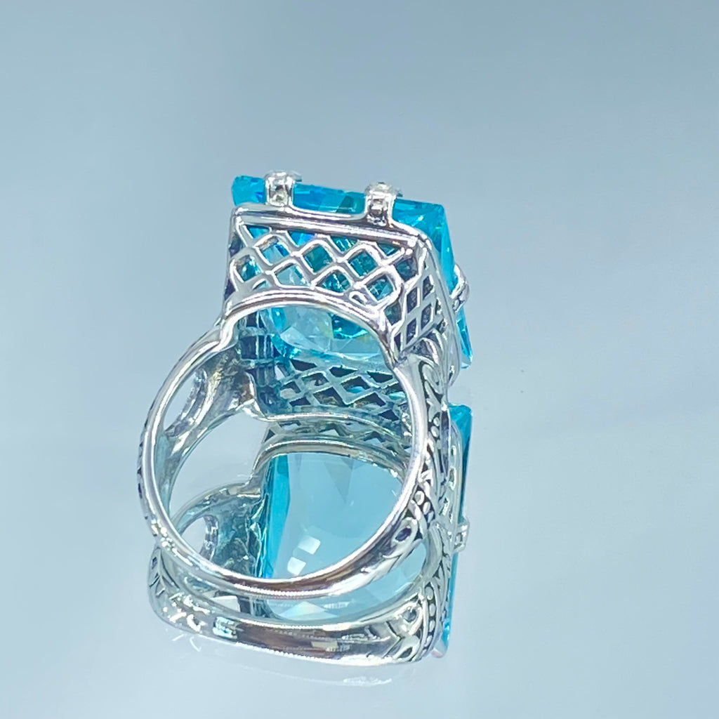 Aquamarine Ring, 6Prong Ring, Choice of Gemstone, Art Deco Ring, Vintage style Jewelry, Silver Embrace Jewelry, D104