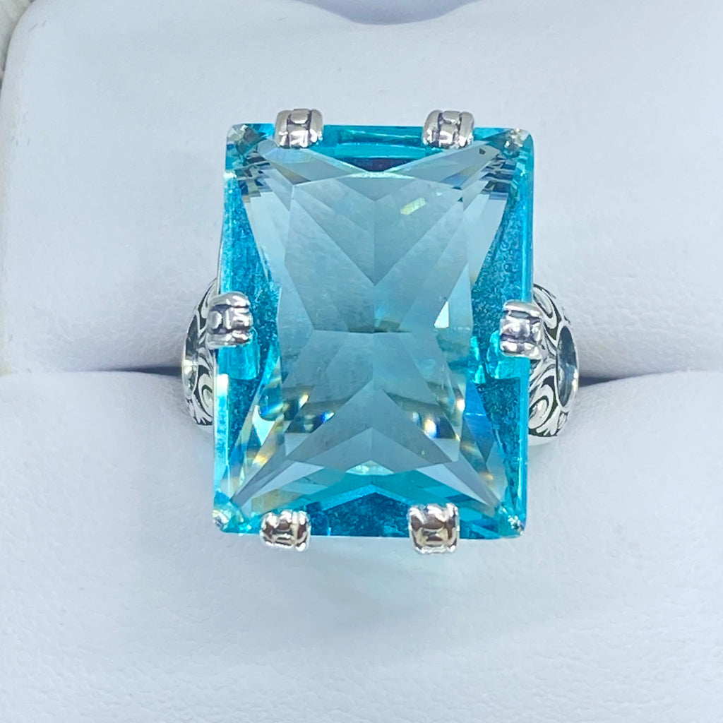 Aquamarine Ring, 6Prong Ring, Choice of Gemstone, Art Deco Ring, Vintage style Jewelry, Silver Embrace Jewelry, D104