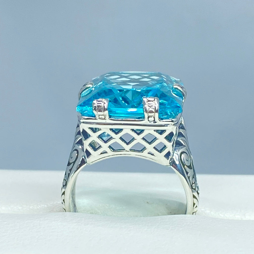 Aquamarine Ring, 6Prong Ring, Choice of Gemstone, Art Deco Ring, Vintage style Jewelry, Silver Embrace Jewelry, D104
