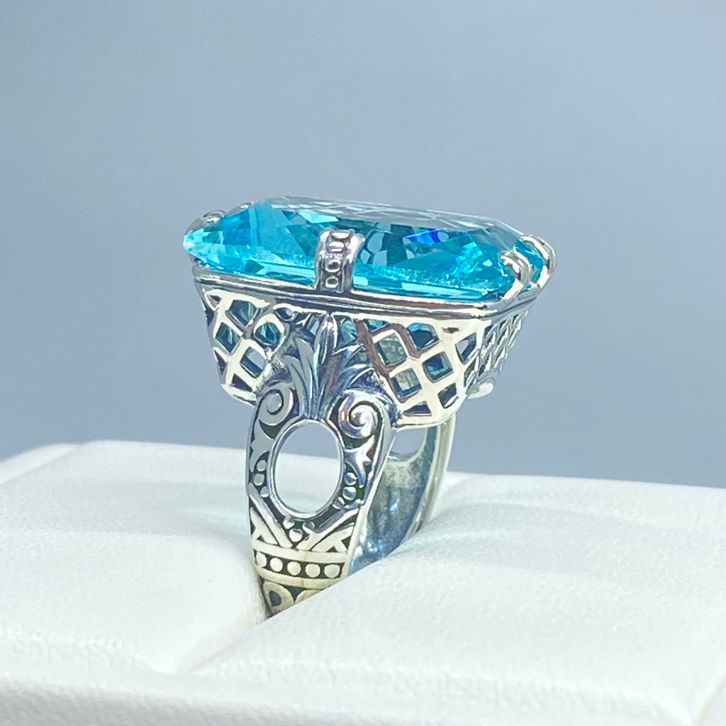 Aquamarine Ring, 6Prong Ring, Choice of Gemstone, Art Deco Ring, Vintage style Jewelry, Silver Embrace Jewelry, D104