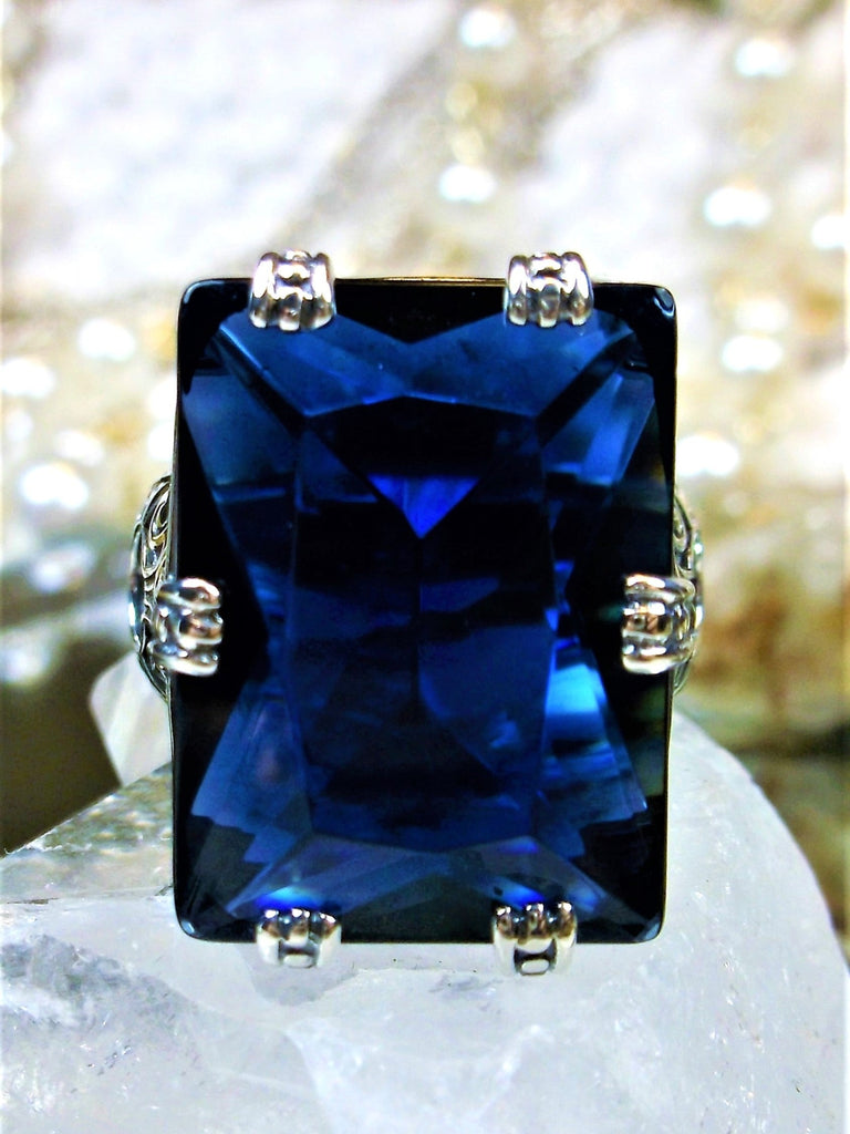 Blue Sapphire Ring, 6Prong Ring, Choice of Gemstone, Art Deco Ring, Vintage style Jewelry, Silver Embrace Jewelry, D104