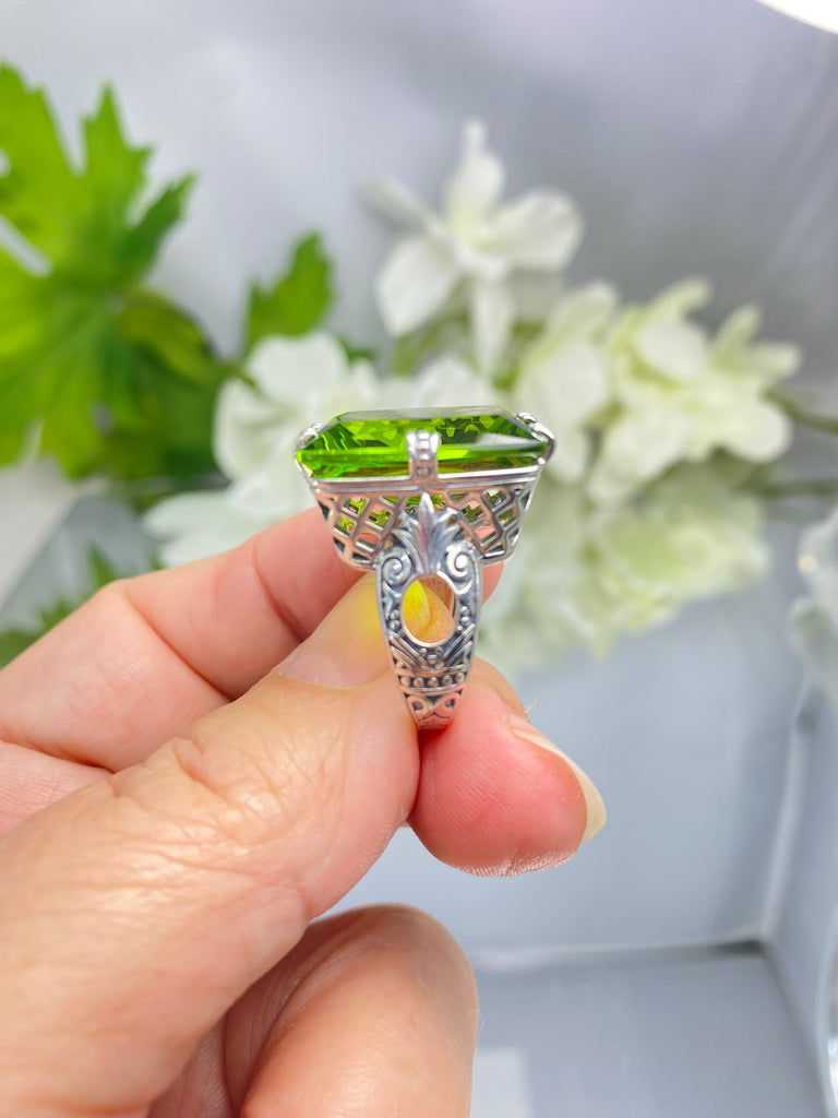 Green Peridot Ring, 6Prong Ring, Choice of Gemstone, Art Deco Ring, Vintage style Jewelry, Silver Embrace Jewelry, D104