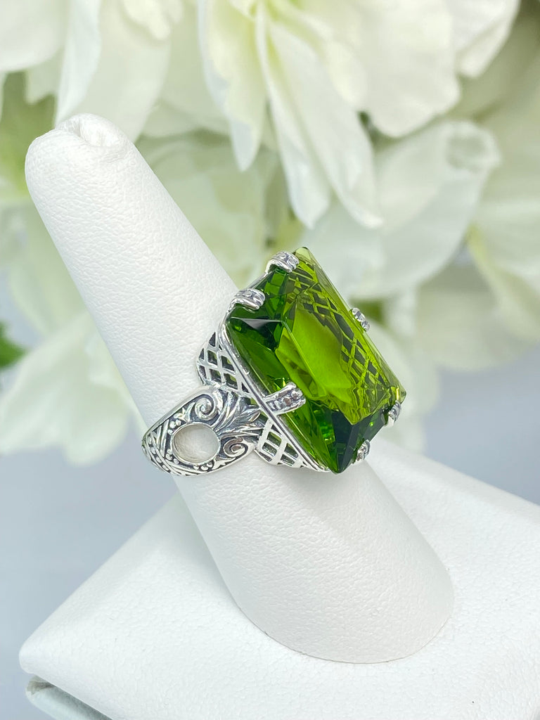 Green Peridot Ring, 6Prong Ring, Choice of Gemstone, Art Deco Ring, Vintage style Jewelry, Silver Embrace Jewelry, D104