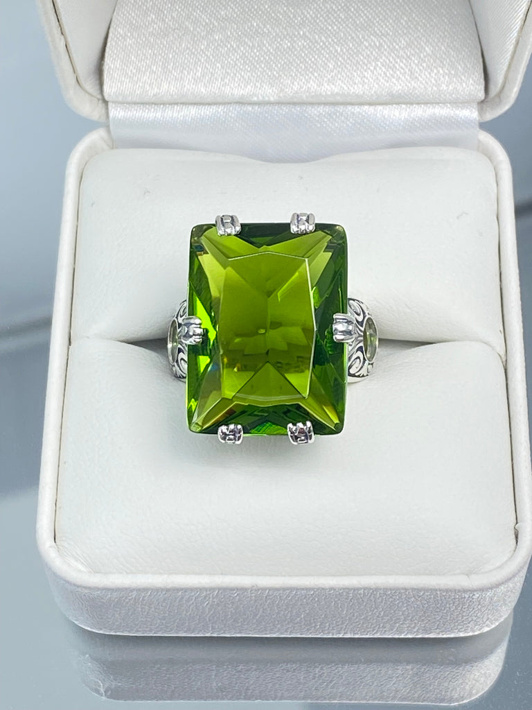 Green Peridot Ring, 6Prong Ring, Choice of Gemstone, Art Deco Ring, Vintage style Jewelry, Silver Embrace Jewelry, D104