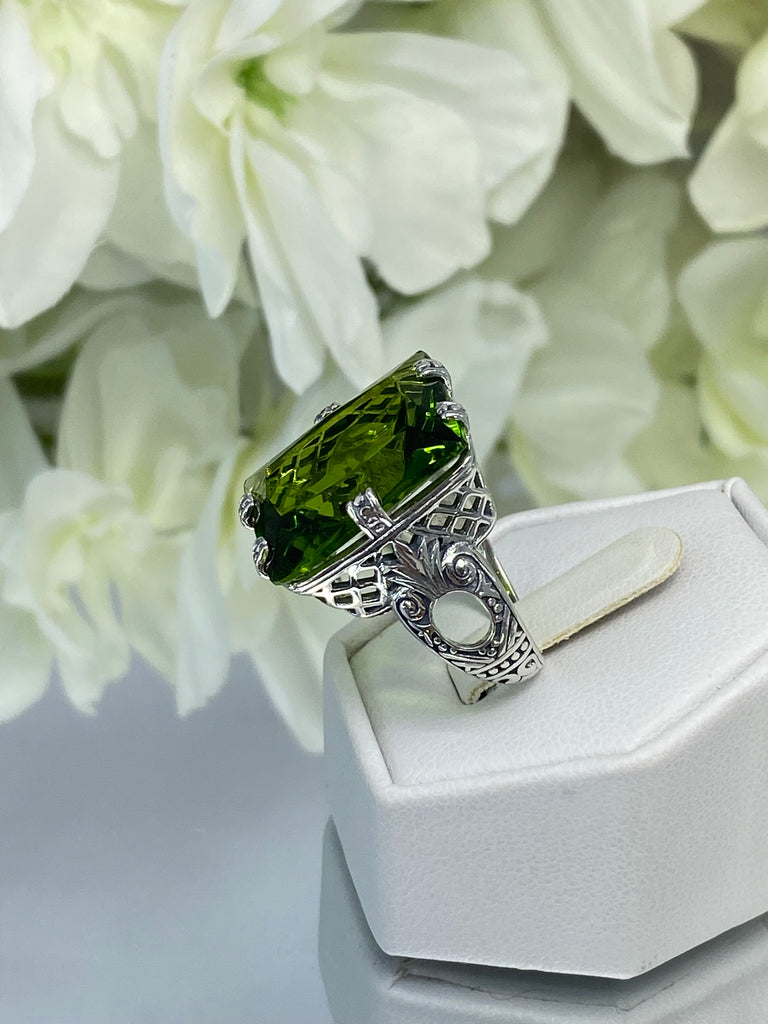 Green Peridot Ring, 6Prong Ring, Choice of Gemstone, Art Deco Ring, Vintage style Jewelry, Silver Embrace Jewelry, D104