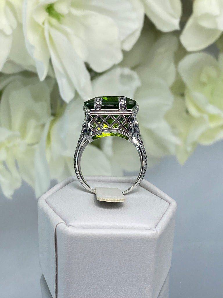 Green Peridot Ring, 6Prong Ring, Choice of Gemstone, Art Deco Ring, Vintage style Jewelry, Silver Embrace Jewelry, D104