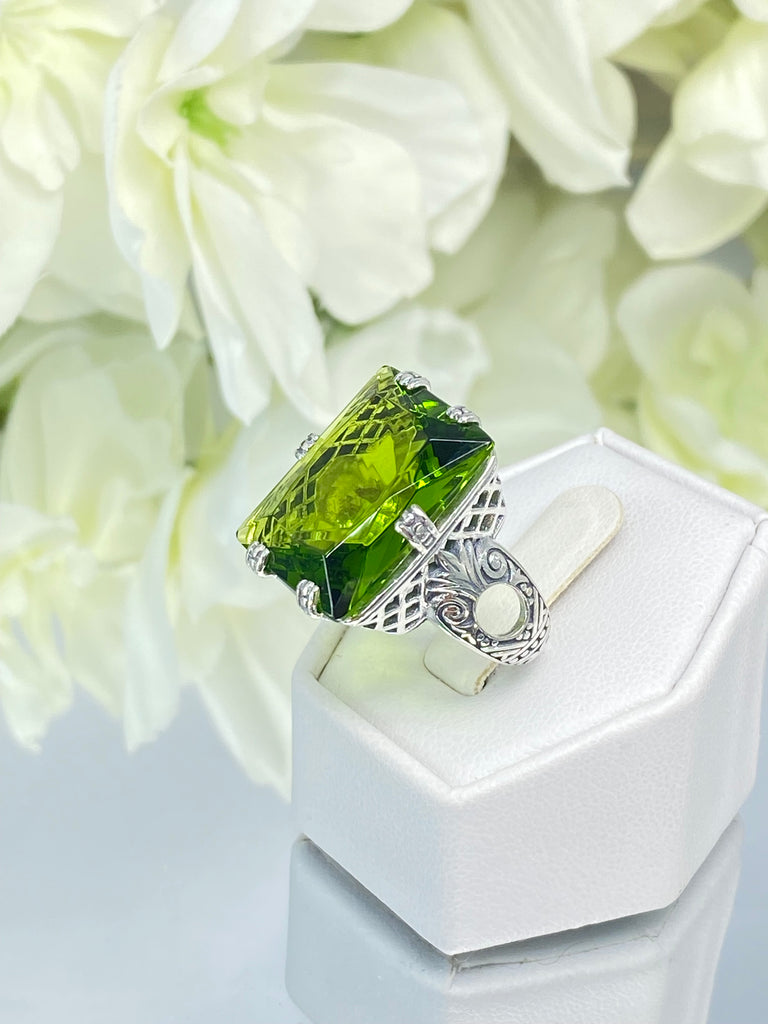 Green Peridot Ring, 6Prong Ring, Choice of Gemstone, Art Deco Ring, Vintage style Jewelry, Silver Embrace Jewelry, D104