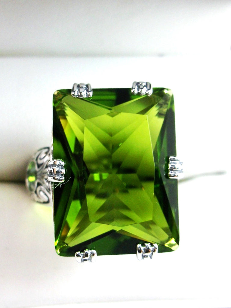 Green Peridot Ring, 6Prong Ring, Choice of Gemstone, Art Deco Ring, Vintage style Jewelry, Silver Embrace Jewelry, D104