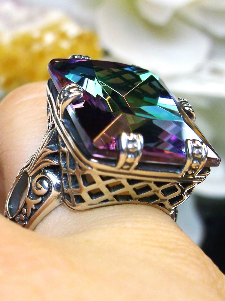 Mystic Topaz Ring, 6Prong Ring, Choice of Gemstone, Art Deco Ring, Vintage style Jewelry, Silver Embrace Jewelry, D104