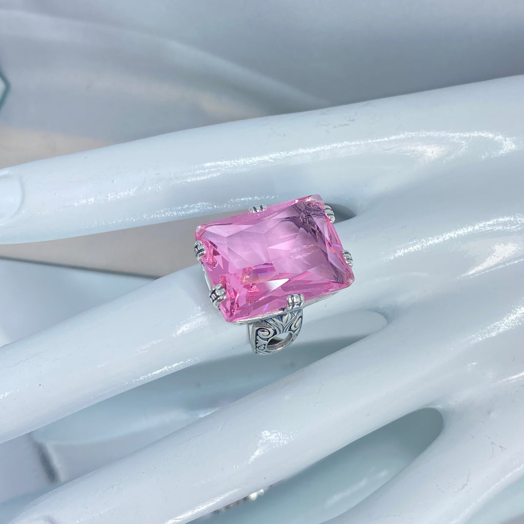 Pink Topaz Ring, 6Prong Ring, Choice of Gemstone, Art Deco Ring, Vintage style Jewelry, Silver Embrace Jewelry, D104