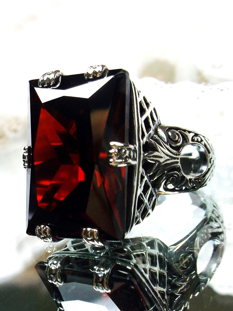 Red Garnet CZ Ring, 6Prong Ring, Choice of Gemstone, Art Deco Ring, Vintage style Jewelry, Silver Embrace Jewelry, D104