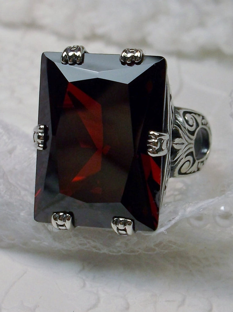 Red Garnet CZ Ring, 6Prong Ring, Choice of Gemstone, Art Deco Ring, Vintage style Jewelry, Silver Embrace Jewelry, D104