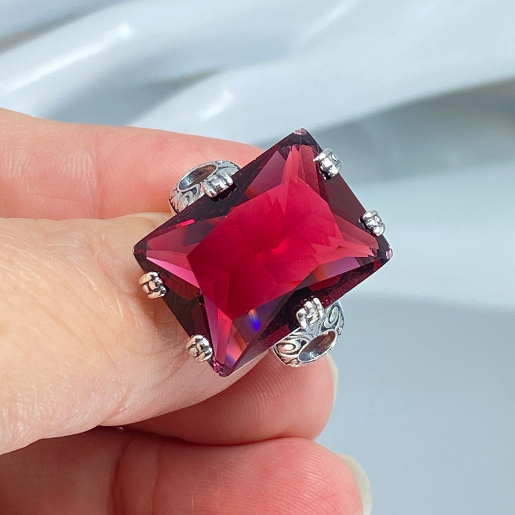 Ruby Ring, 6 Prong style, Art Deco Jewelry, Sterling silver filigree, Silver Embrace jewelry, D104