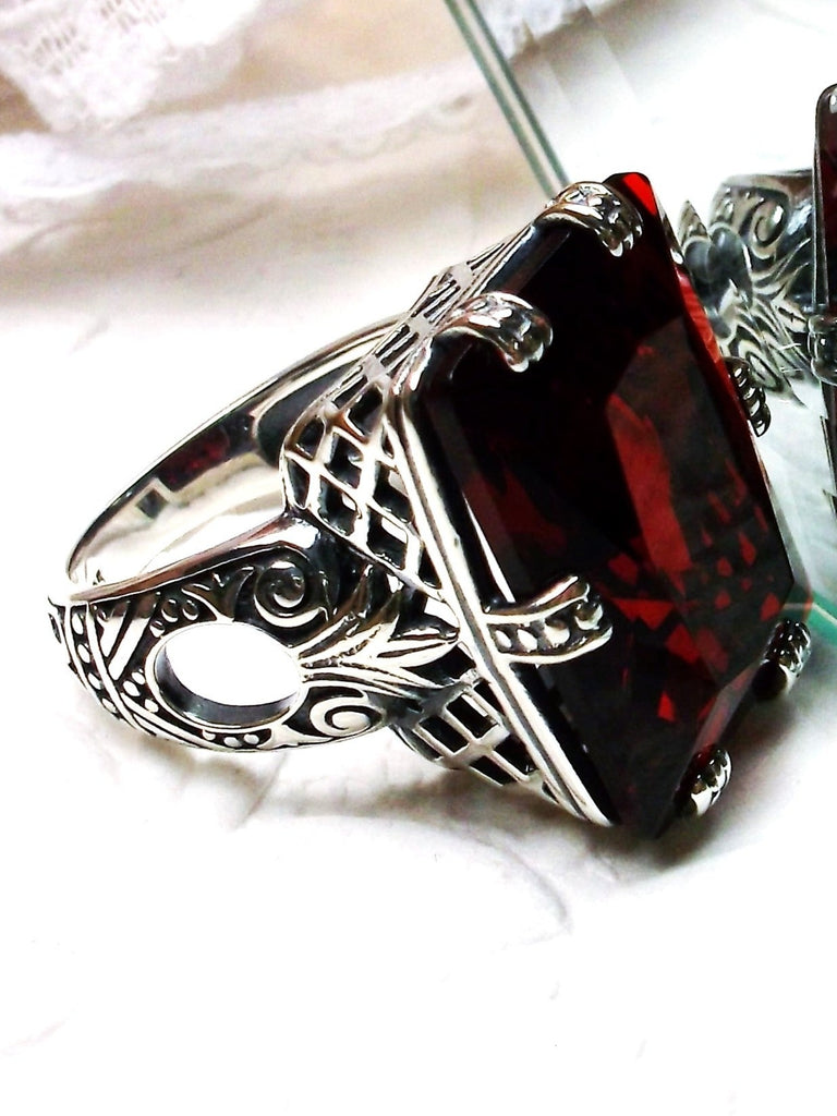 Red Ruby Ring, 6Prong Ring, Choice of Gemstone, Art Deco Ring, Vintage style Jewelry, Silver Embrace Jewelry, D104