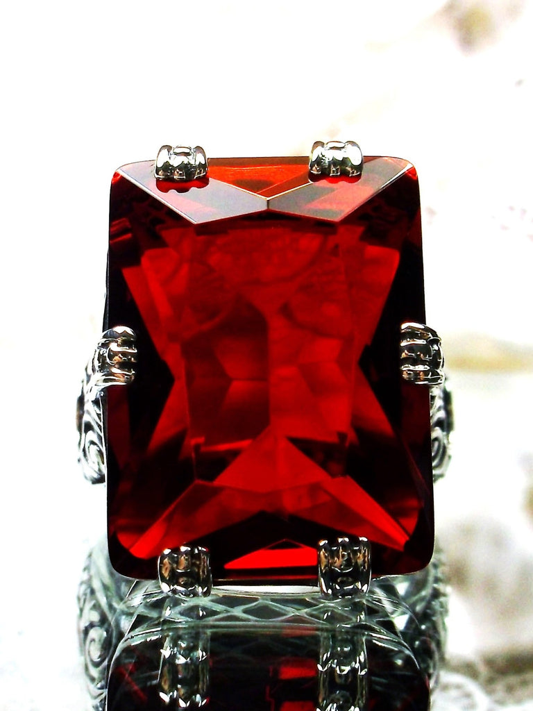 Red Ruby Ring, 6Prong Ring, Choice of Gemstone, Art Deco Ring, Vintage style Jewelry, Silver Embrace Jewelry, D104