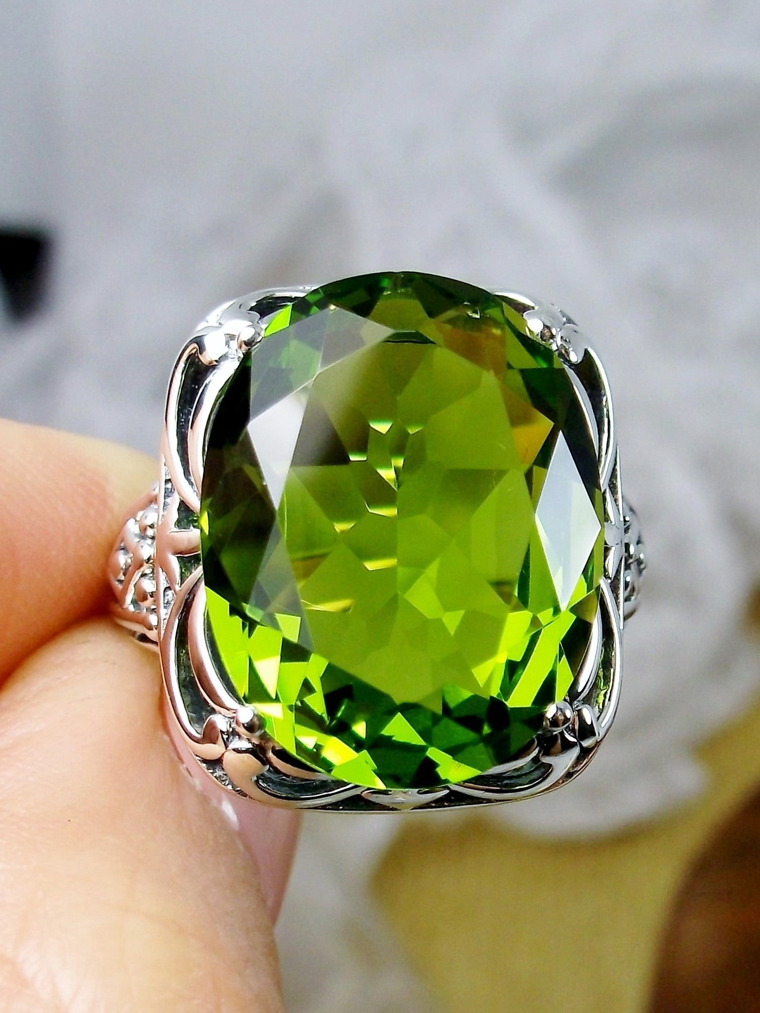 Natural Peridot Ring 925 Sterling Silver Ring August Birthstone Ring | eBay