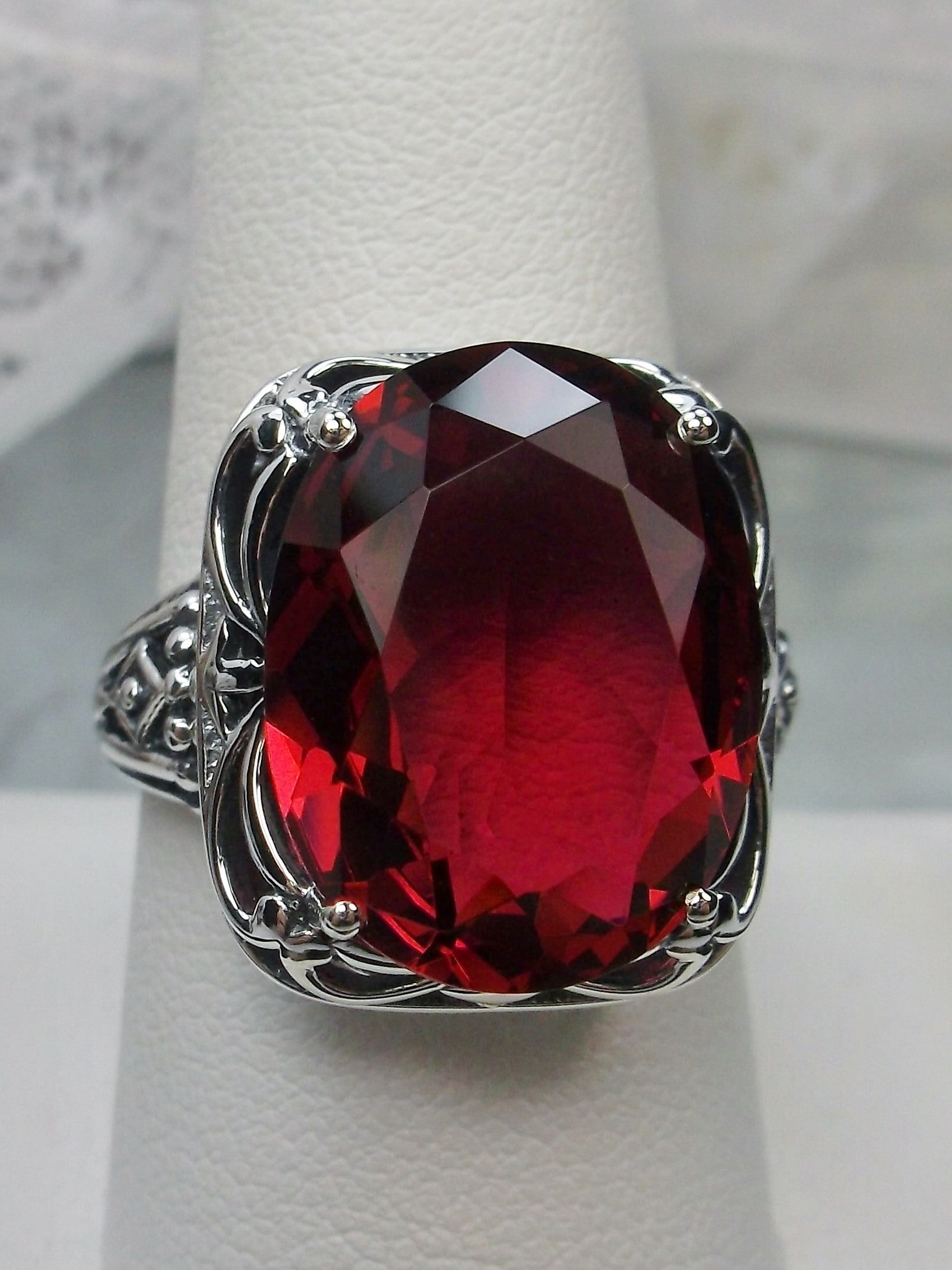Ruby Ring, Retro Swirl Classic Style Jewelry | Silver Embrace, D119 ...
