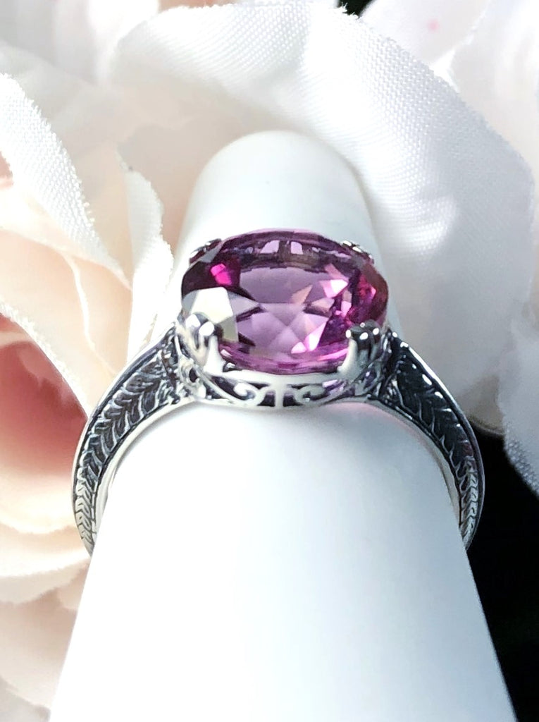 Natural Pink Topaz Ring, Art Deco Jewelry, Sterling silver jewelry, Silver embrace Jewelry, d12