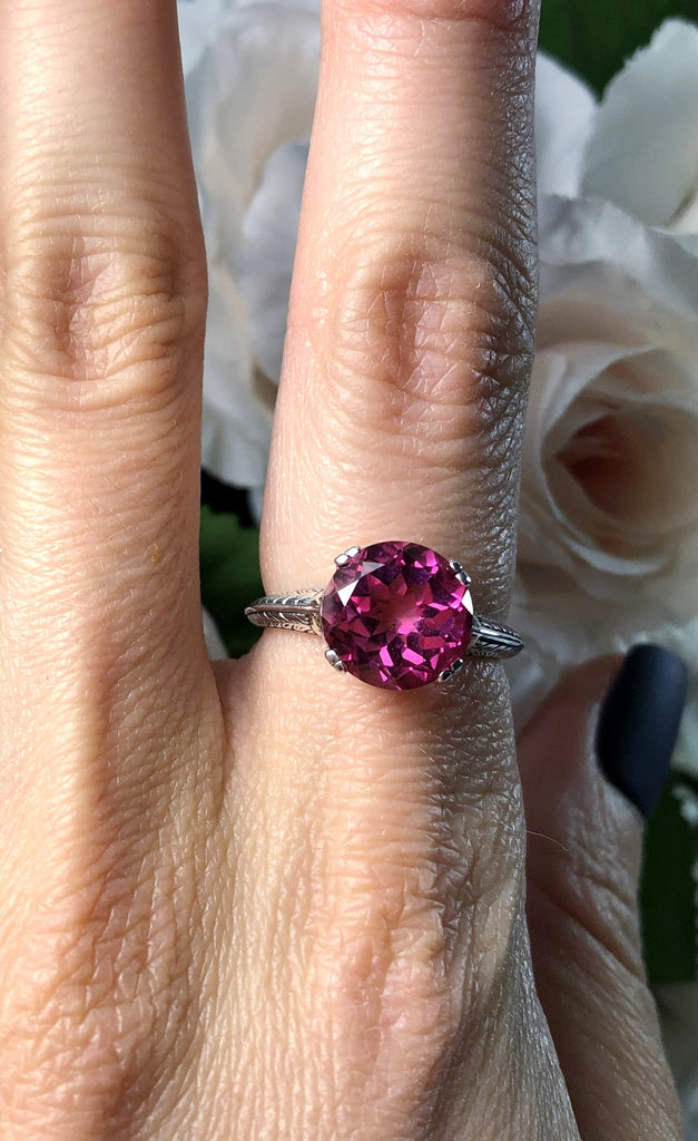 Natural Pink Topaz Ring, Art Deco Jewelry, Sterling silver jewelry, Silver embrace Jewelry, d12