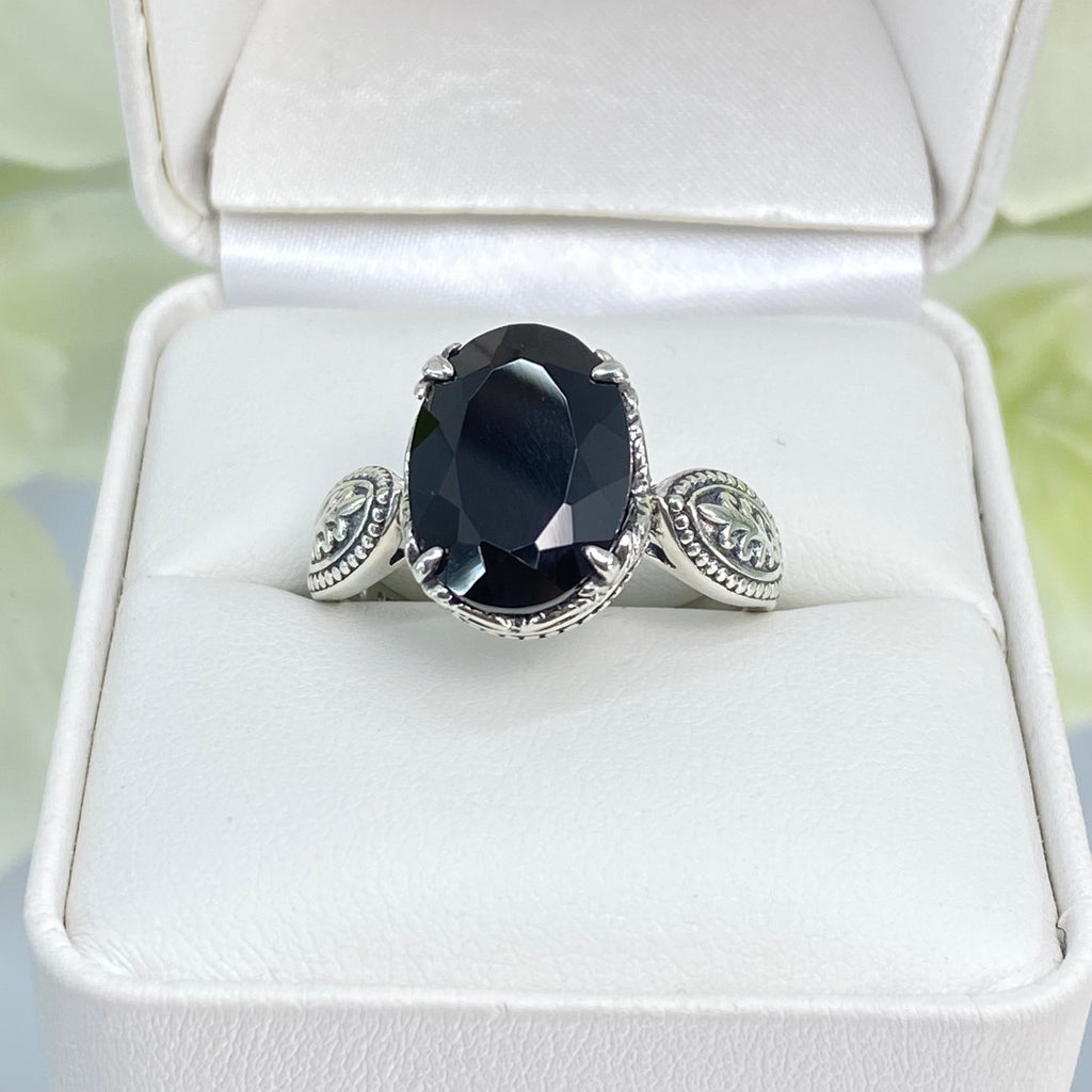 Black Onyx Ring, Dragon Design, Sterling Silver Filigree, Gothic Jewelry, Silver Embrace Jewelry, D133 Dragon Ring