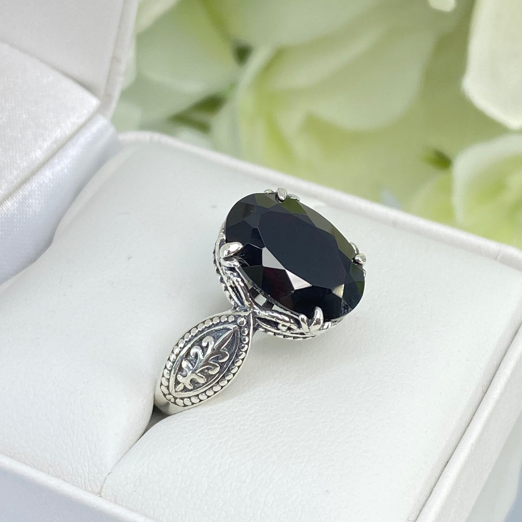 Black Onyx Ring, Dragon Design, Sterling Silver Filigree, Gothic Jewelry, Silver Embrace Jewelry, D133 Dragon Ring