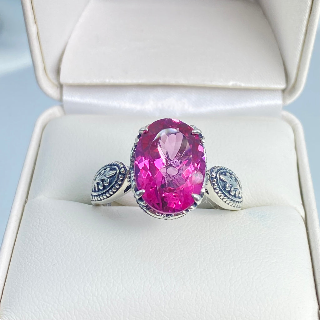 Natural Pink Topaz Ring, Dragon Design, Sterling Silver Filigree, Gothic Jewelry, Silver Embrace Jewelry