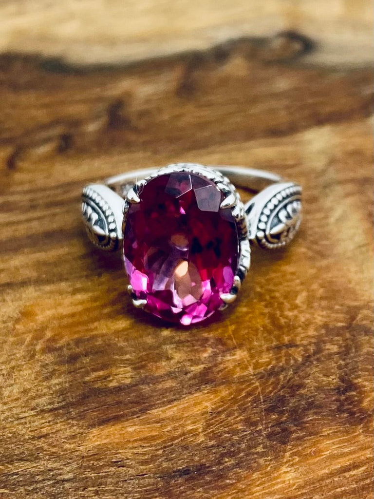 Natural Pink Topaz Ring, Dragon Design, Sterling Silver Filigree, Gothic Jewelry, Silver Embrace Jewelry, D133 Dragon