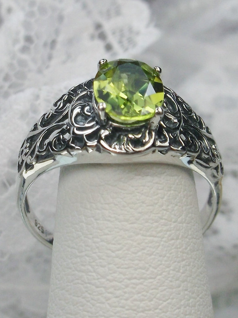 Natural Peridot Ring, Natural Green Peridot Gemstone, sterling Silver Filigree, Art Nouveau design Silver Embrace Jewelry D14