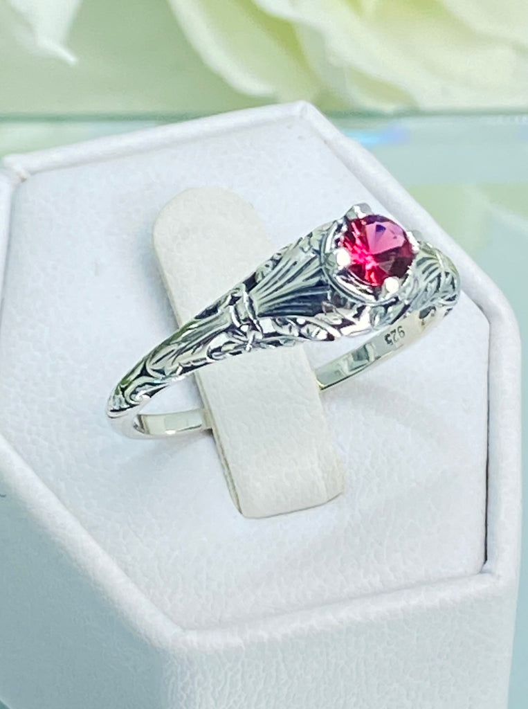 Ruby Ring, Sterling Silver Filigree, Floral Wedding Ring, Silver Embrace Jewelry, D154