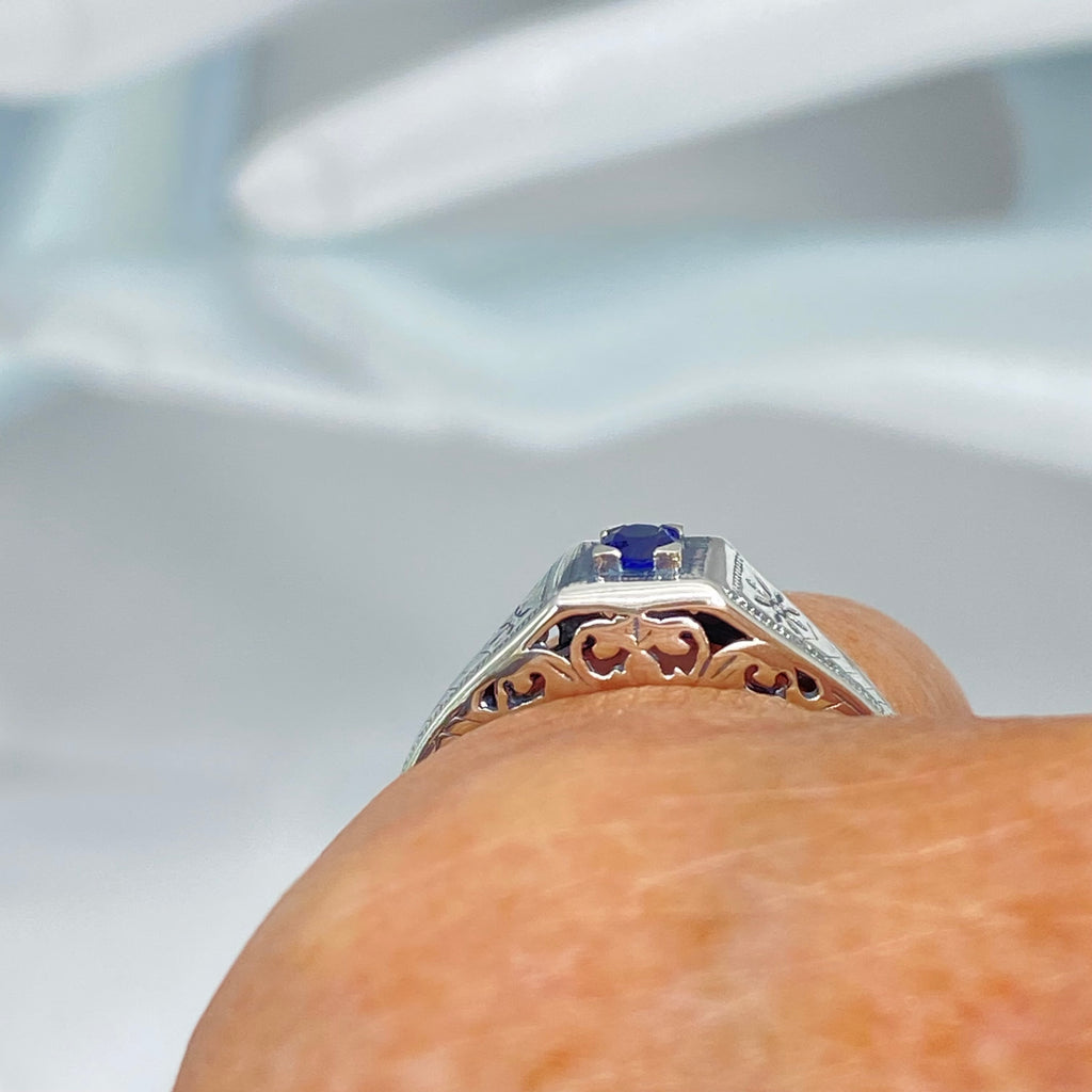London Blue Topaz ring, sterling silver, deco wedding ring, D155, Silver Embrace Jewelry